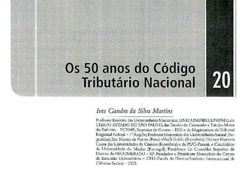 Os 50 anos do Código Tributário Nacional