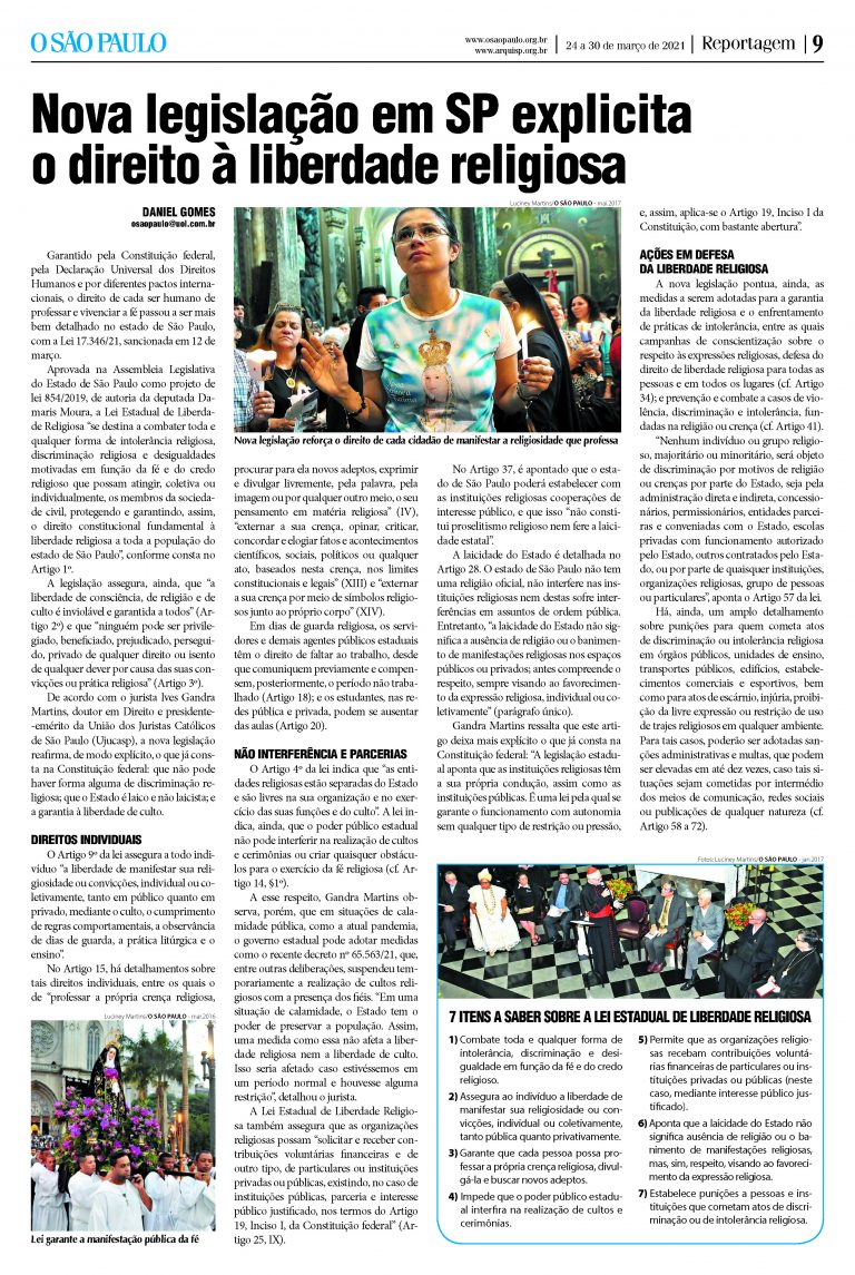 Nova legislação em SP explicita o direito à liberdade religiosa
