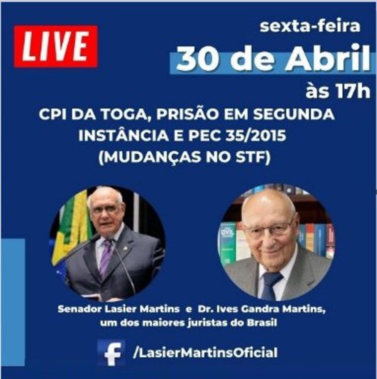 LIVE COM SENADOR LASIER MARTINS – 30/04/2021
