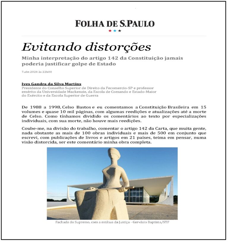 EVITANDO DISTORÇÕES – FOLHA DE SÃO PAULO 07/04/24